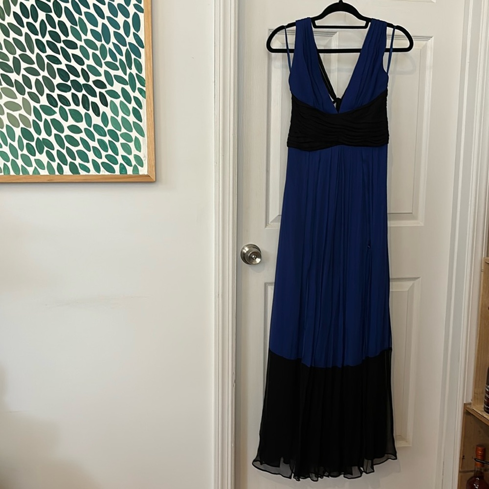 BCBGMaxAzria Blue/Black Vintage Organza Dress